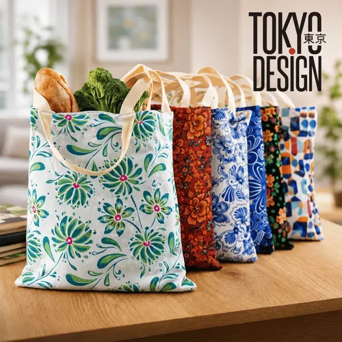 バッグ EKO Sacola Ecobag 38x42cm Botanika Tecido Estampado Tokyo Design