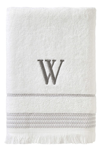 Toalla De Baño Casual Monogram, W, 28x54, Blanco