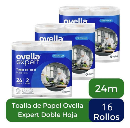 Toalla Ovella Expert Doble Hoja 24 Mts X 16 Rollos 