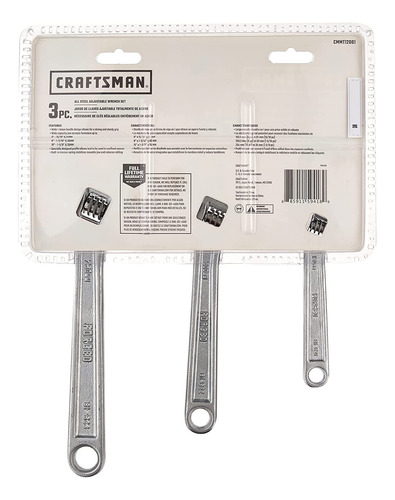 Juego De Llaves Ajustables Craftsman, 3 Piezas (cmmt12001)