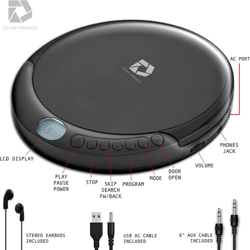 Imagen 5 de 5 de Reproductor De Cd Portatil, Nuevo, Anti Skip, Audifonos