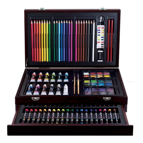 Imagen 9 de 9 de Set De Arte Art 101 Dibujo Oleo Acuarelas Maletín 132 Piezas