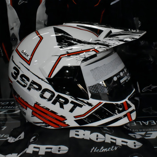 Capacete Bieffe 3 Sport Drax Branco Vermelho Brilho Tamanho do capacete 61