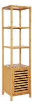 Comprar Estantería Repisa Badecor, Madera De Bambú, 5 Estantes Con Puerta - Mueble Multiuso, Organización Hogar, Cocina, Living, Dormitorio, Baño - Alto 140cm