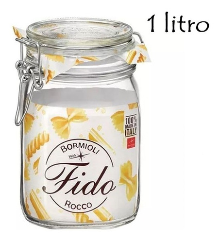 Pote Fido Italiano Hermético De Vidro 1 Litro Bormioli Rocco