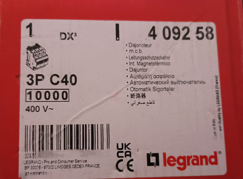 Interruptor Automatico 3p 40a Curva C 15ka 409258 Legrand