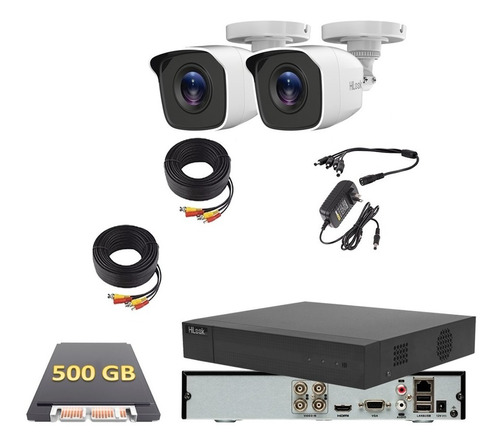 Kit Circuito Cerrado 2 Camaras Hilook 1080p 2mp 500 Gb