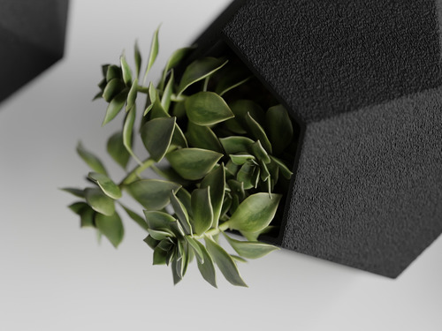 Maceta Maad3d De 10 Cm Para Plantas Diseño Geomético Negro Maceta 3d