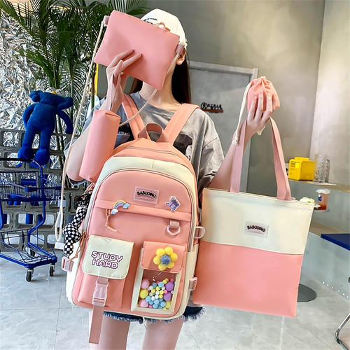 Set De 5 Mochilas Kawaii Para Estudiantes Con Lindo Oso Acces Xd