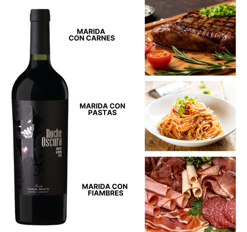 Vino Malbec Reserva 2018 Noche Oscura Bodega Canepa Caja X6