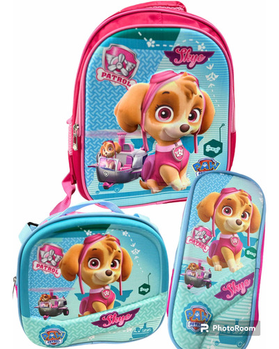 Set De Morral Lonchera Y Cartuchera Skye Air Paw Patrol 3pza