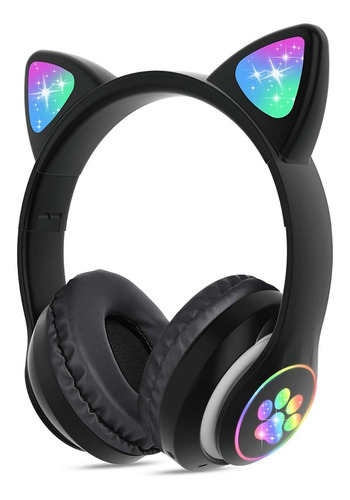 Auriculares Vincha Oreja Gato Luz Led Bluetooth Gatito Gamer