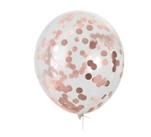 Set Globos Metalizados Confeti Rosa Oro Gold X42 Unidades