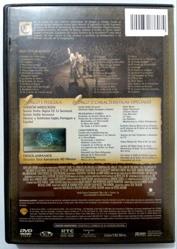 El Señor De Los Anillos La Comunidad Del Anillo Dvd Doble (Usado)