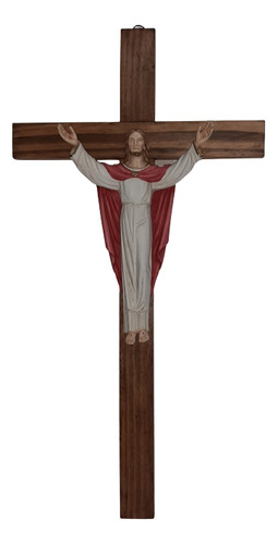 Crucifijo - Cristo Redentor 34 Cm - Cruz Madera 41 X 80 Cm
