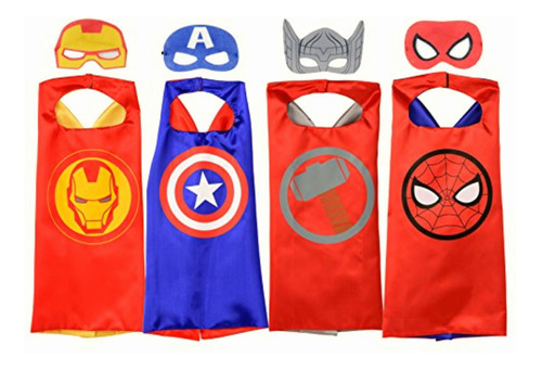 Rubie's Marvel Super Hero Juego De 4 Capas Y 4 Máscaras Con