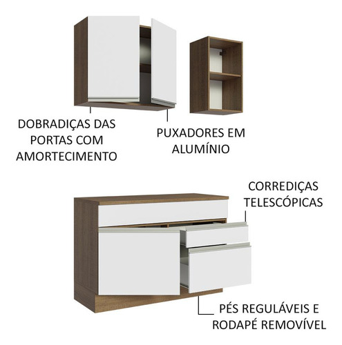 Cocina Integral Completa Modular Madesa Glamy 120cm Color Marrón/Blanco 08
