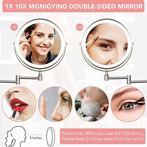 Espejo De Maquillaje Recargable Iluminado Montado En La Pare
