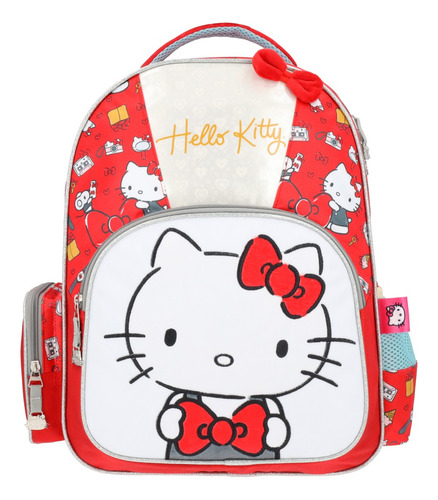 Mochila Hello Kitty Cole Escolar Reforzada Roja Kawaii Niñas Color Rojo Diseño De La Tela Liso