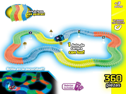 Imagen 3 de 10 de Pista Luminosa Flexible Velocidad Sin Límites 360 Piezas