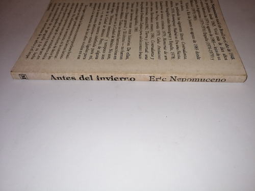 Antes Del Invierno De Eric Nepomuceno (Reacondicionado)