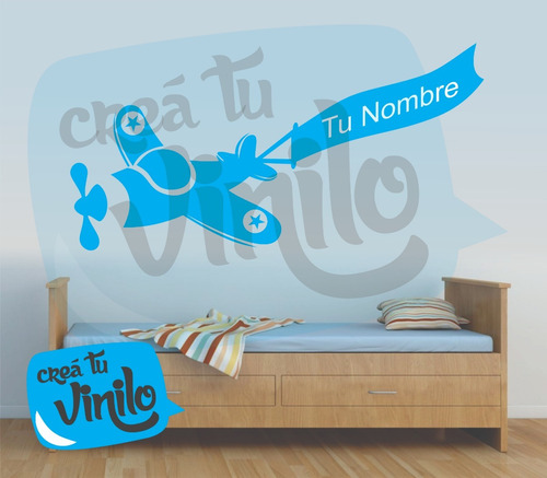 Vinilo Decorativo Avion Nombre Pared Mas Diseños 4u