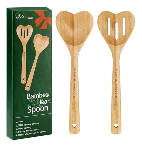 Cucharas De Madera Con Forma De Corazón Para Cocinar, 2 Unid