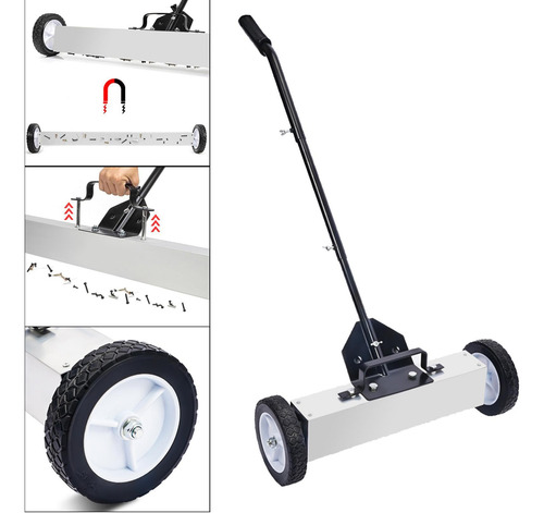 Metal Sweeper Broom Push Metal Pickup Tool Tool 24 Polegadas