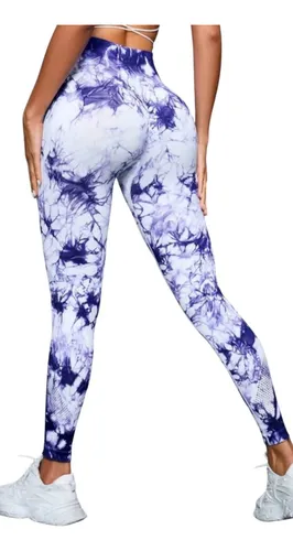 Lycra Leggings Tie Dye Push Up - Blanco Morado Ref. 1195