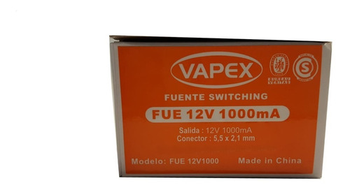 Fuente Transformador Vapex 12v 1000ma