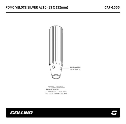 Pomo Palanca Cambios Selector Aluminio Collino Veloce Silver