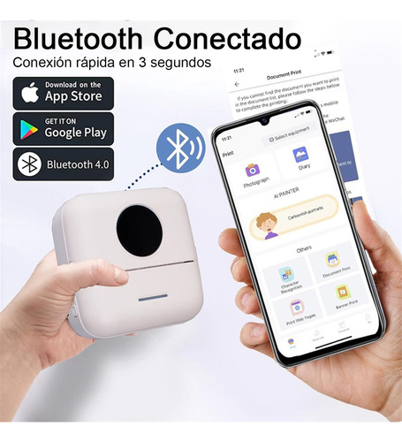 Mini Impresora Térmica Portátil Bluetooth 14 Roll 200 Dpi