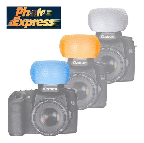 Kit Difusor Flash Pop-up Universal 3 Cores Canon Nikon Fuji