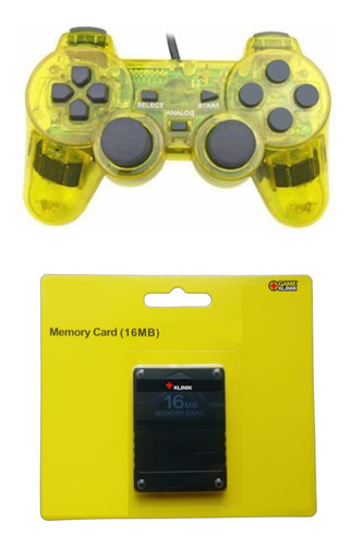 Control Alámbrico Compatible Con Ps2 Transpa + Memory Card