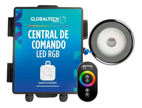 Kit 1 Led Piscina Tholz Inox Rgb 18w + Controle + Central 110V/220V