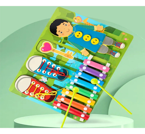 Juego Didáctico Tablero Madera Xilófono Pasador Encaje -653