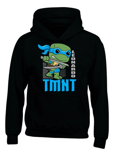 Hoodie Buzo Capota Tortugas Ninja Leonardo Series Black Pop