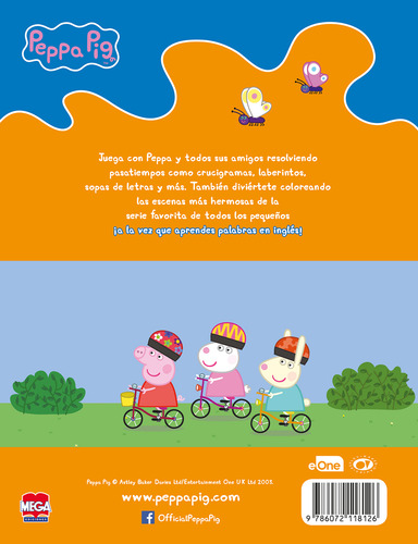 Los pasatiempos Peppa Pig. Libros para colorear con actividades bilingües, de Guerra Vargas, Rosa Luisa. Editorial Mega Ediciones, tapa blanda en español, 2018