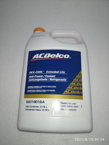 Imagen 2 de 2 de Refrigerante/anticogelante Ac Delco Dex-cool 52018018-a