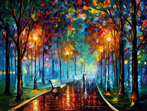 Poster Foto Leonid Afremov 55x75cm Obra Noite Chuvosa