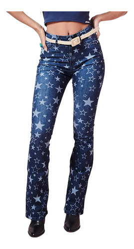 Calça Jeans Flare Estrelas Planet Girls Original