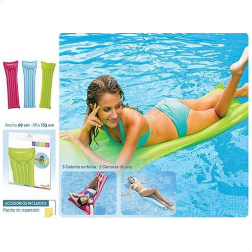 Imagen 3 de 7 de Inflables Flotador Colchoneta De Colores Bestway 183 Cm Azul