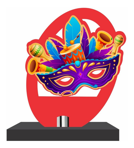 Troféu Carnaval Em Acrílico C/ Base Em Mdf Personalizado20cm