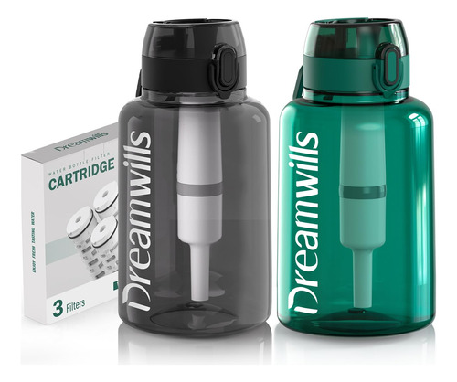 Dreamwills Paquete De 3 Botellas De Agua Filtrada De 40 Oz, 