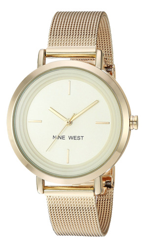 Nine West Reloj De Pulsera De Malla Para Mujer, Oro, Nw/chg.
