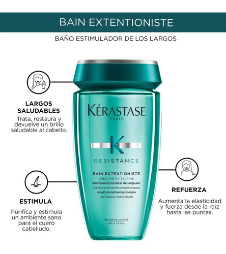 Kit Tratamiento Para Cabello Dañado Debilitado y Procesado Kérastase Extentioniste Shampoo Bain 250 Ml + Serum 50ml