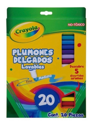 20 Plumones Crayola Marcadores Delgados Lavables Super Tips
