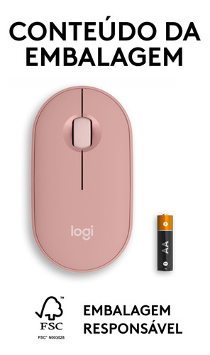 Mouse Sem Fio Bluetooth Logitech Pebble 2 M350s - Rosa