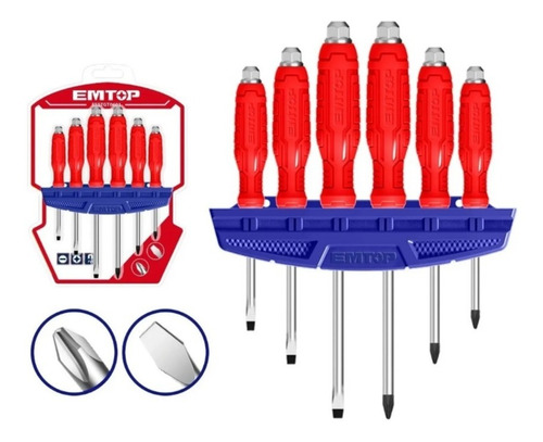 Juego Destornilladores 6 Piezas Marca Emtop Modl  Esst0602