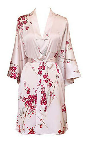 Bata Kimono Corta De Seda - Estampado Floral